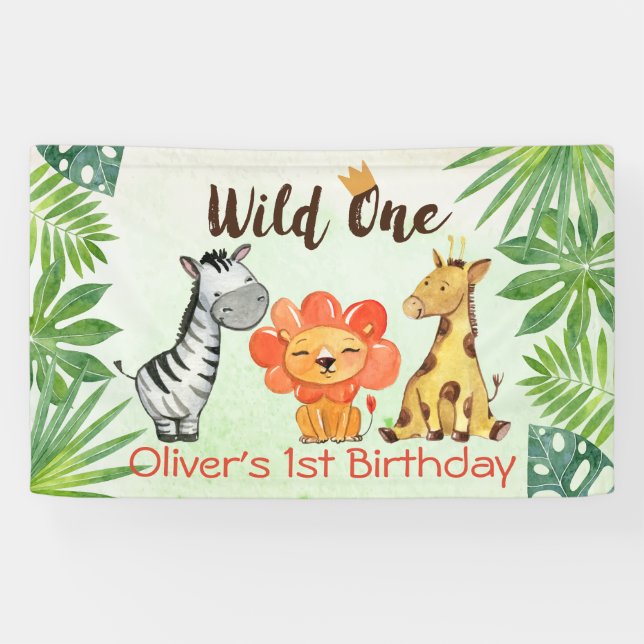 Wild One, Safari First Birthday Banner (Horizontal)