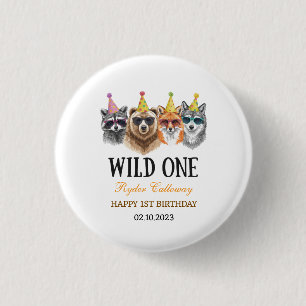 Wild One Safari First Birthday – Jungle Animal  3 Cm Round Badge