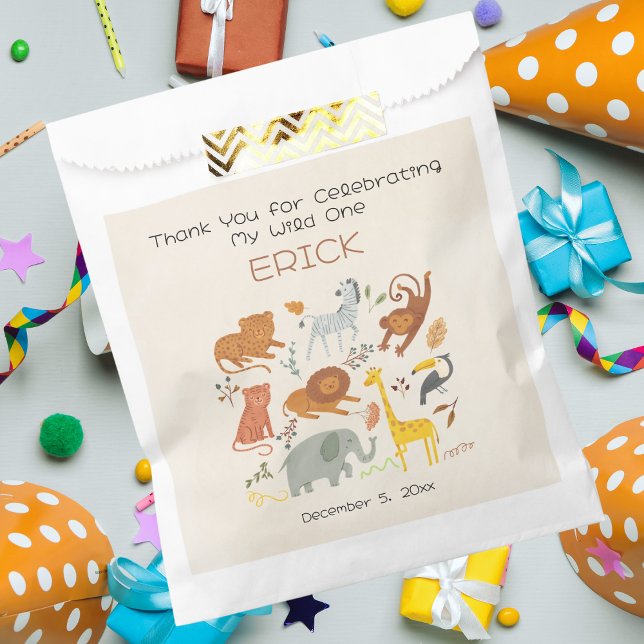 Wild One Safari First Birthday Party Favour Bags (Creator Uploaded)