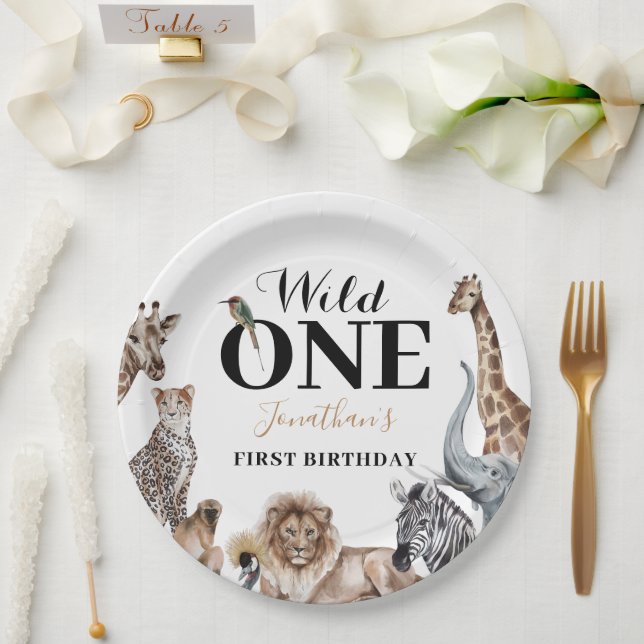 Wild One Safari First Birthday Party Paper Plate (Wedding)
