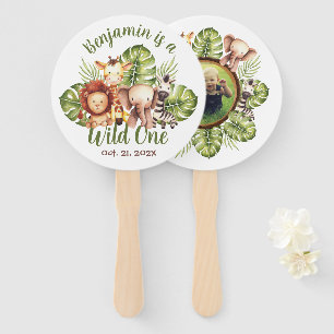 Wild One Safari First Birthday Photo Cute Animals Hand Fan