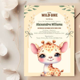 Wild One Safari Giraffe Baby Shower  Invitation