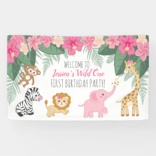 Wild one Safari / Girl Jungle theme welcome sign