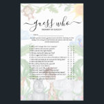 Wild One Safari 'Guess Who' Baby Shower Game Flyer<br><div class="desc">Designed to coordinate with our 'Wild One safari' Baby shower invitations. This cute baby shower 'Guess Who' Mummy or Daddy game, features watercolor illustrations of a monkey and parrot, amongst a green jungle background. . Every question can be edited, so if you want to change them you can! All text...</div>