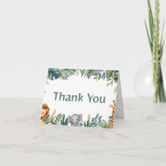 Wild One Safari Jungle Animals Birthday Thank You Card