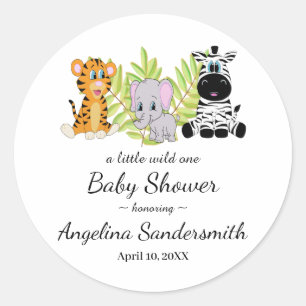 Wild One Safari Jungle Animals Cute Baby Shower Classic Round Sticker