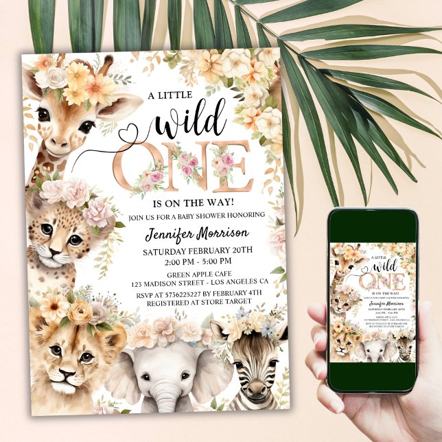 Wild One Safari Jungle Baby Shower Invitation (Front)