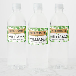 Wild One Safari JUNGLE Birthday  Water Bottle Label