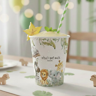 Wild One Safari Jungle Cute Animals Baby Shower Paper Cups