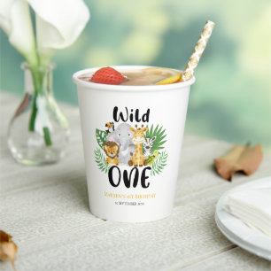 Wild One Safari Jungle First 1st Birthday Paper Cups