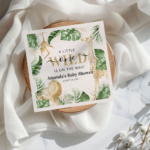 Wild One Safari Jungle Greenery & Gold Baby Shower Napkin
