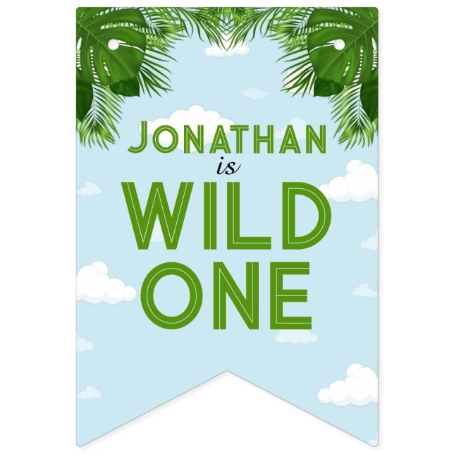 Wild One Safari Jungle Theme Birthday Banner (Sixteenth Flag)