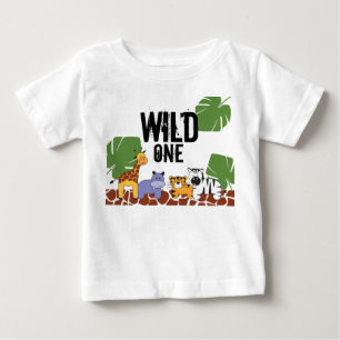 "WILD ONE" Safari, Jungle Theme First Birthday Baby T-Shirt