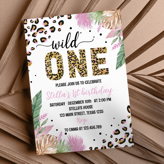 Wild One Safari Leopard 1st Birthday Invitation (Creator Uploaded)