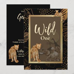Wild one safari leopards, birthday Invitation