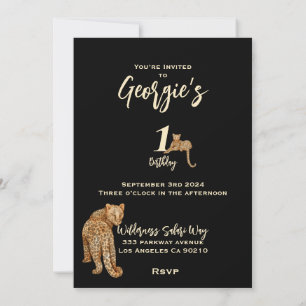 Wild one safari leopards, birthday Invitation