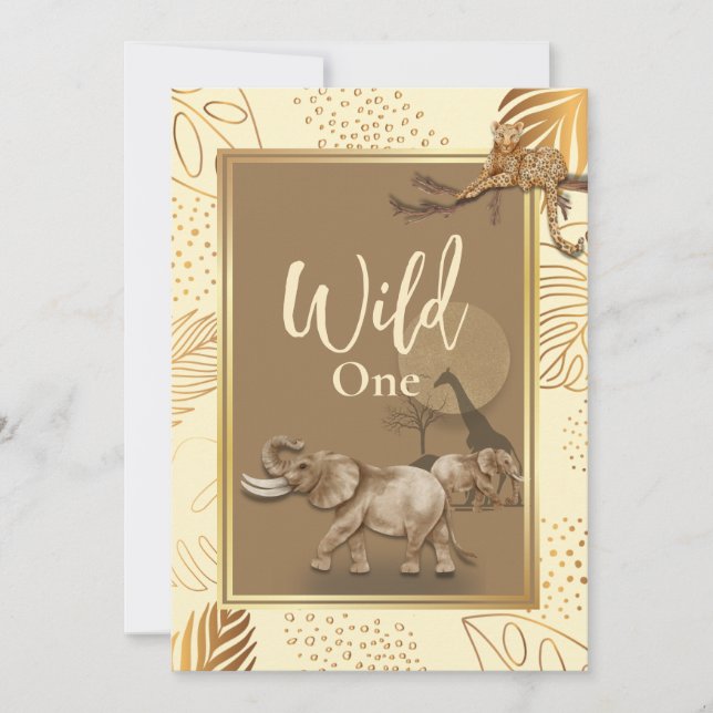 Wild one safari leopards, birthday Invitation (Front)