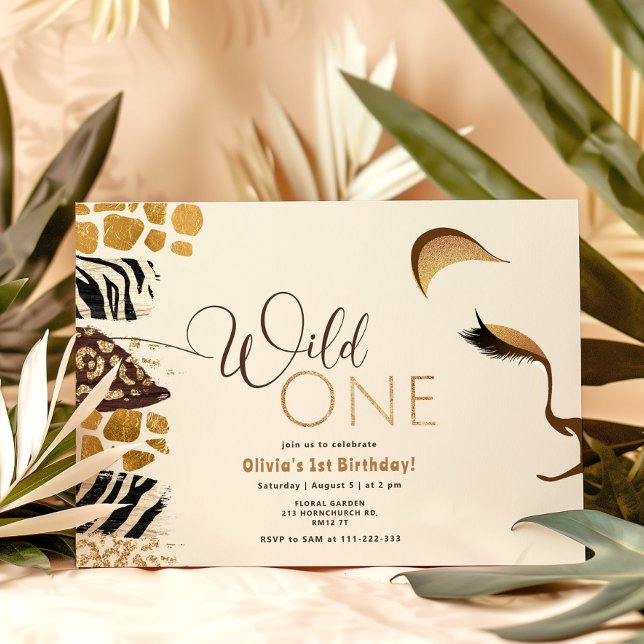Wild One safari lion gender neutral birthday Invitation (Creator Uploaded)