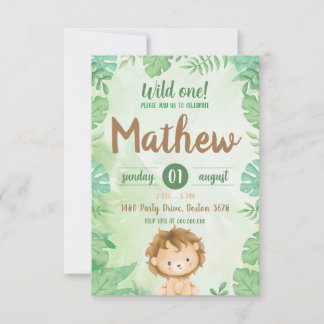 Wild One Safari Lion Invitation