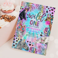 Wild One Safari Neon Rainbow Cheetah Birthday