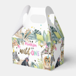 Wild One Safari Party Animals Girl 1st Birthday Favour Box