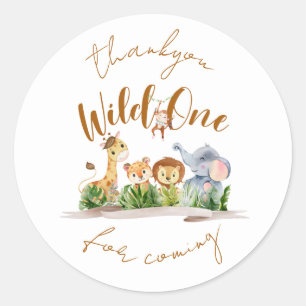Wild One Safari Party Thankyou Sticker