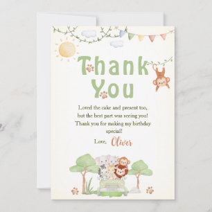 Wild One Safari Photo Boy Birthday Thank You Card