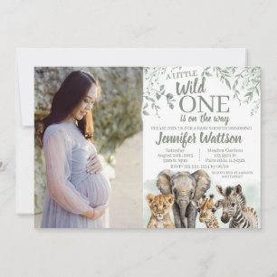 Wild one Safari Photo card baby shower invitation