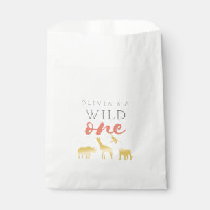 Wild One Safari Pink and Gold 1st Birthday Favour Bags