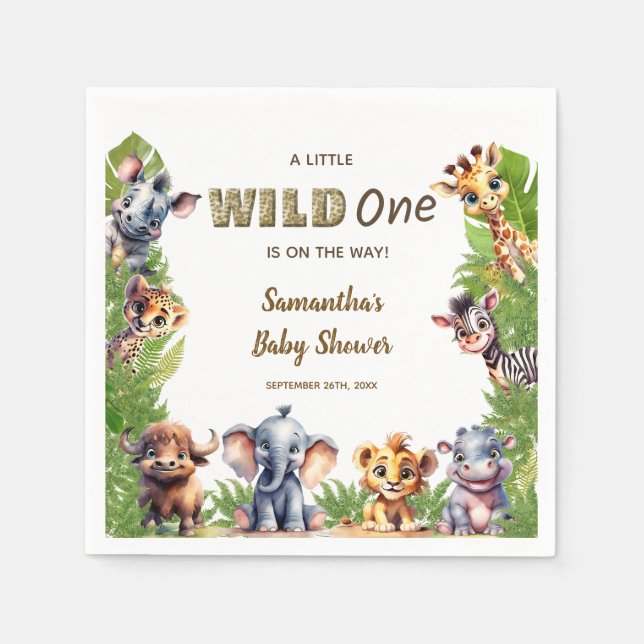 Wild One Safari Theme Baby Shower Napkin (Front)