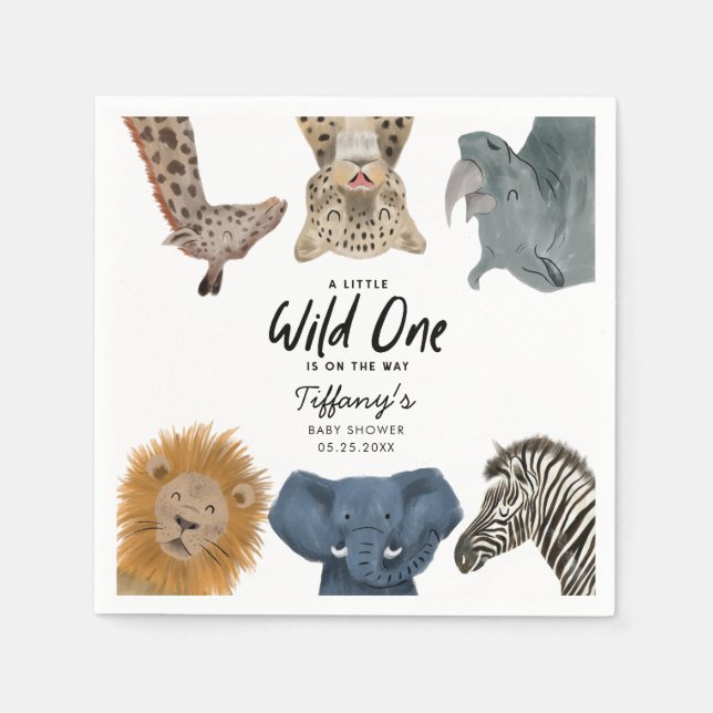 Wild One Safari Theme Baby Shower Napkin (Front)