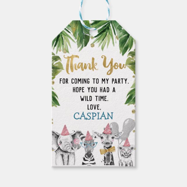 Wild One Safari Themed Birthday Favor Tag (Front)