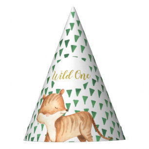 Wild One Safari Tiger Birthday Party Hat