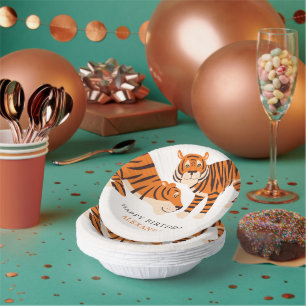 Wild One Safari Tiger Kid's Birthday Paper Plate