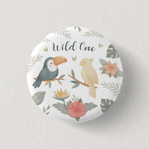 Wild One Safari Tropical Birthday Button Pin
