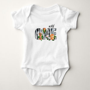 Wild One Safari Zebra  Baby Bodysuit