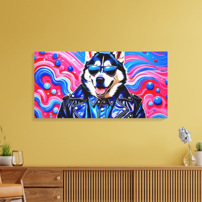 WILD ONE-SIBERIAN HUSKY 3 CANVAS PRINT (Insitu(LivingRoom))
