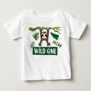 Wild One Sloth 1st Birthday Baby T-Shirt