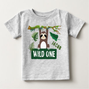 Wild One Sloth 1st Birthday Baby T-Shirt