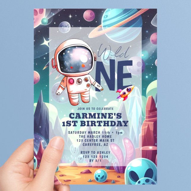 Wild One Space Alien Astronaut 1st Birthday Invitation (Creator Uploaded)
