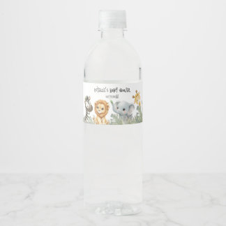 Wild One Sweet Safari Jungle baby shower  Water Bottle Label