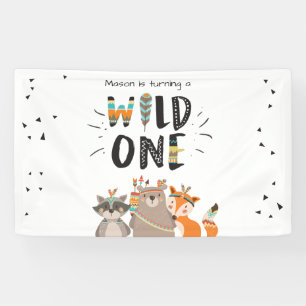 Wild one Table backdrop banner Tribal Woodland