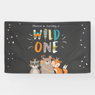 Wild one Table backdrop banner Tribal Woodland