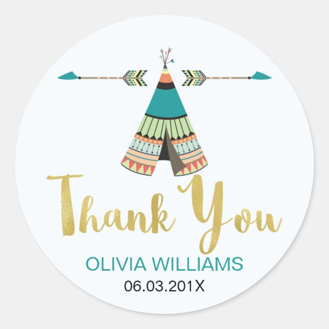 Wild one teepee Baby Shower Sticker (Front)