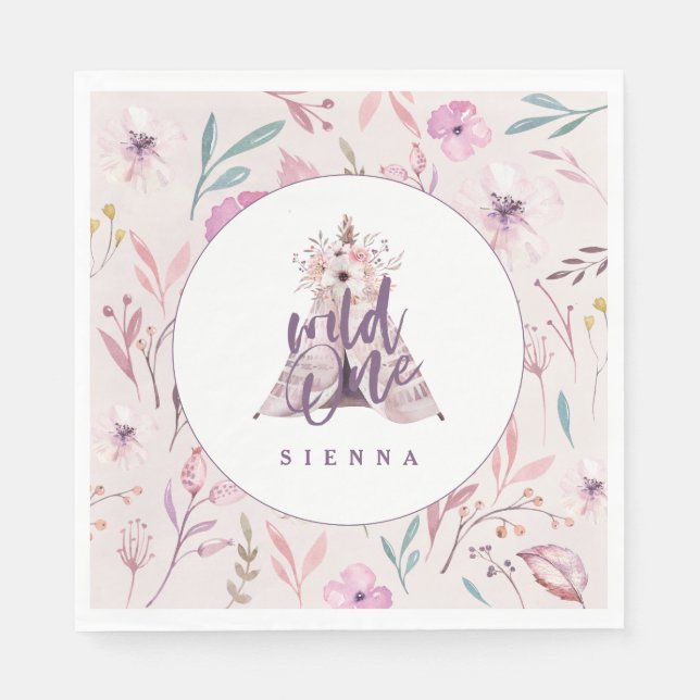 Wild one teepee birthday party napkins (Front)