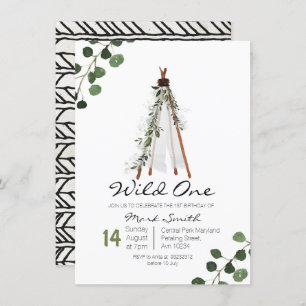 Wild One Teepee first birthday invitation