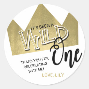 Wild One Thank You Sticker Birthday Favour Sticker