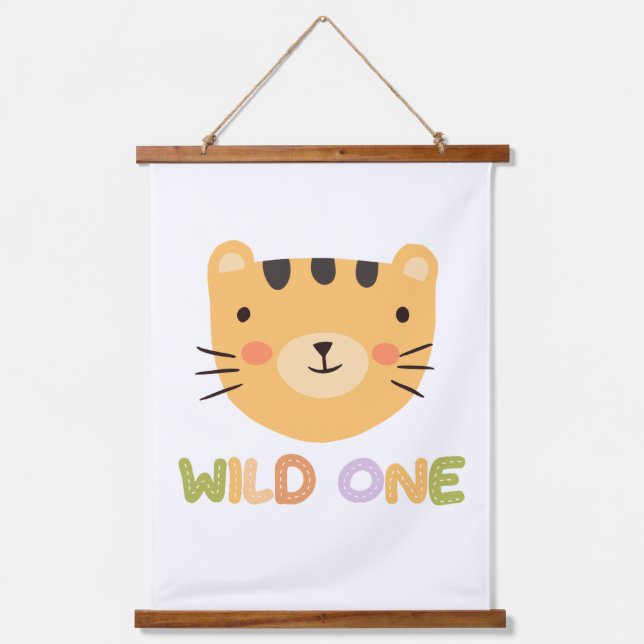 Wild One Tiger Baby Nursery  Hanging Tapestry (Front)
