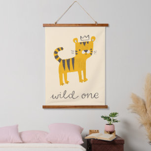 Wild One Tiger Cat Hanging Tapestry