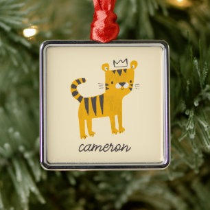 Wild One Tiger Cat Metal Tree Decoration